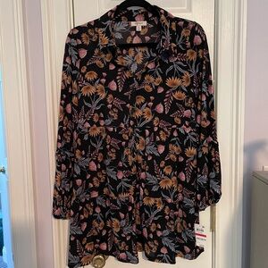 Women’s print collared button-down tunic